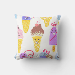 Coussin Kawaii Ice Creams Motif, Kawaii Caractère Ice Cr