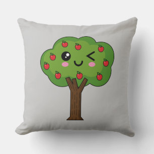 Coussin Kawaii Joyeux Pommier À Voie