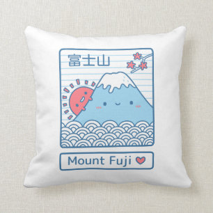 Coussin Kawaii Mont Fuji Japon Doodle Décoration de Chambr