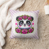 Coussin Kawaii Panda avec coeur et Rose (Couverture)