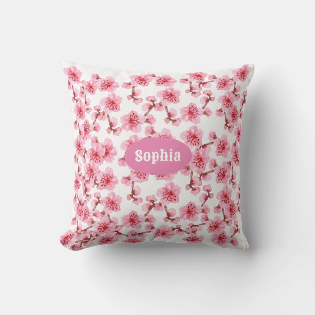 Coussin kawaii pink cherry blossoms (Recto)