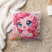 Coussin Kawaii Pink Pony Chibi Art Throw Pillow (Couverture)