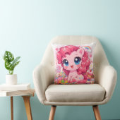 Coussin Kawaii Pink Pony Chibi Art Throw Pillow (Chaise)
