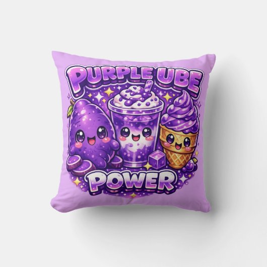 Coussin kawaii Power Ube Violet (Recto)