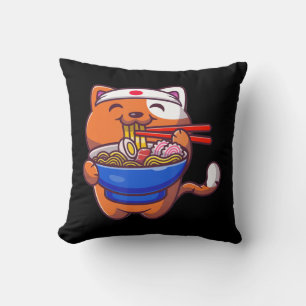 Coussin Kawaii Ramen Chat Anime Japonaise Nourriture Fille