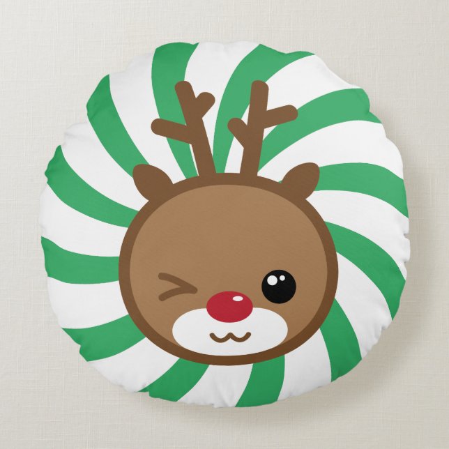 Coussin Kawaii Reindeer Round Pouf (Devant)
