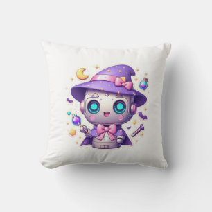 Coussin Kawaii Robot Sorcière Magique Cute Bot avec étoile