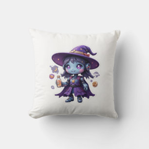 Coussin Kawaii Robot Witch Girl Cute Magique Tech Décor