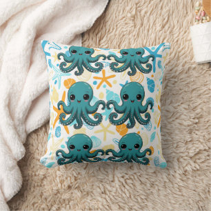 Coussin Kawaii sous la pieuvre de mer