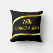 Coussin Keepsaké 25e anniversaire de Mariage d'or noir cad (Recto)