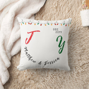Coussin Keepsaké Couples Photo White Joy Festive Noël