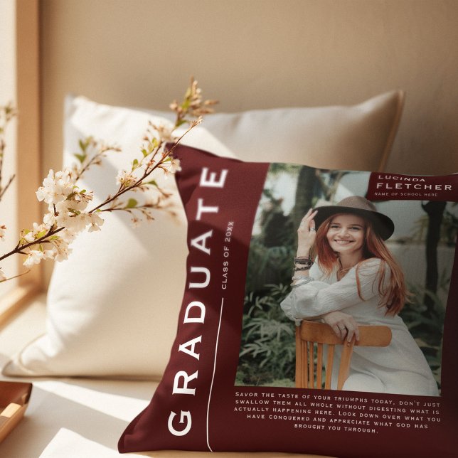 Coussin Keepsaké photo et devis Diplôme Cadeau Bourgogne (Créateur téléchargé)