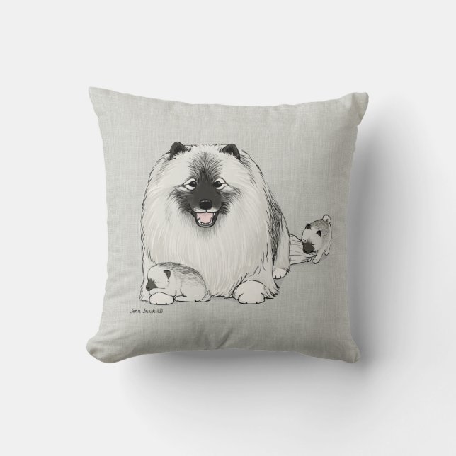 Coussin Keeshond avec des chiots (Recto)