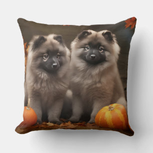 Coussin Keeshond Chiot Automne Citrouille délice