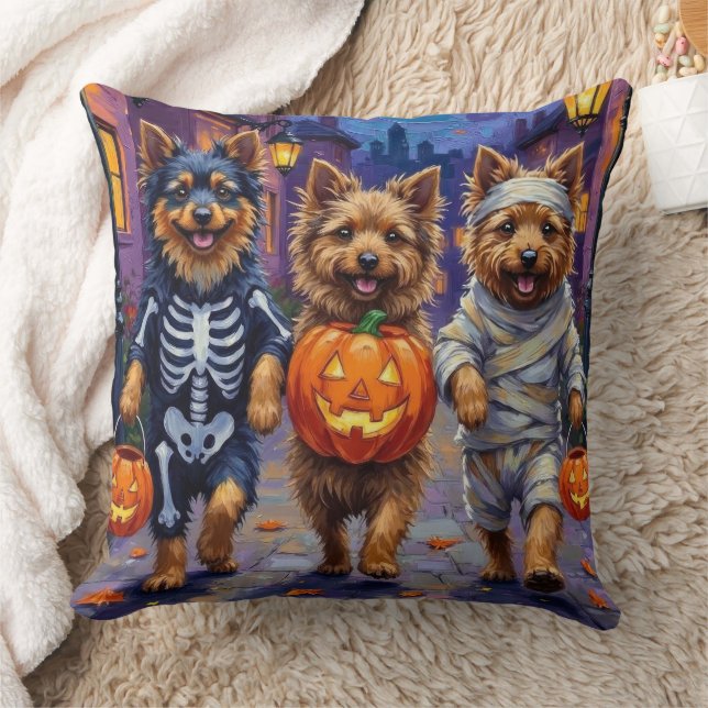 Coussin Keeshond faisant Trick-or-Treat dans des costumes  (Couverture)