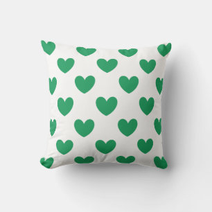 Coussin Kelly Coeurs polka vert sur blanc
