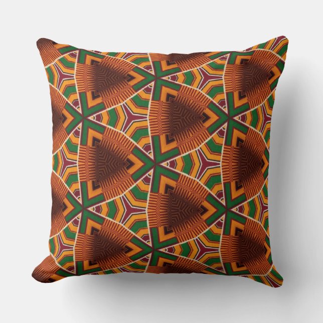 Coussin Kente Géométrie Kwanza Afrocentric (Recto)
