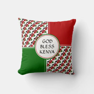 Coussin KENYA DRAPEAU Patriotique Kényan DIEU BLESS