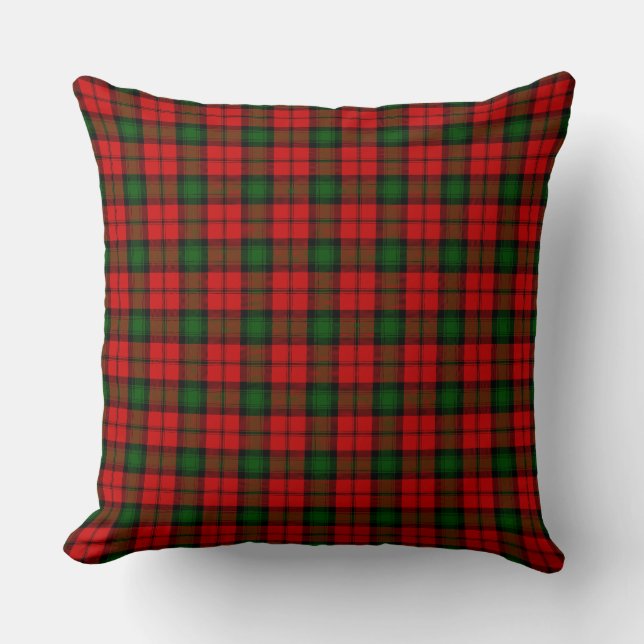Coussin Kerr tartan rouge vert plaid (Recto)