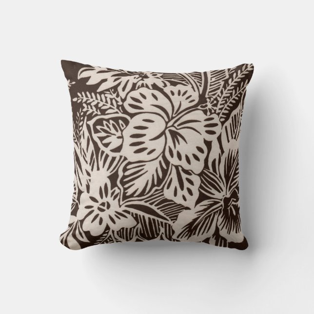Coussin Ketmie Brown et blanche (Recto)