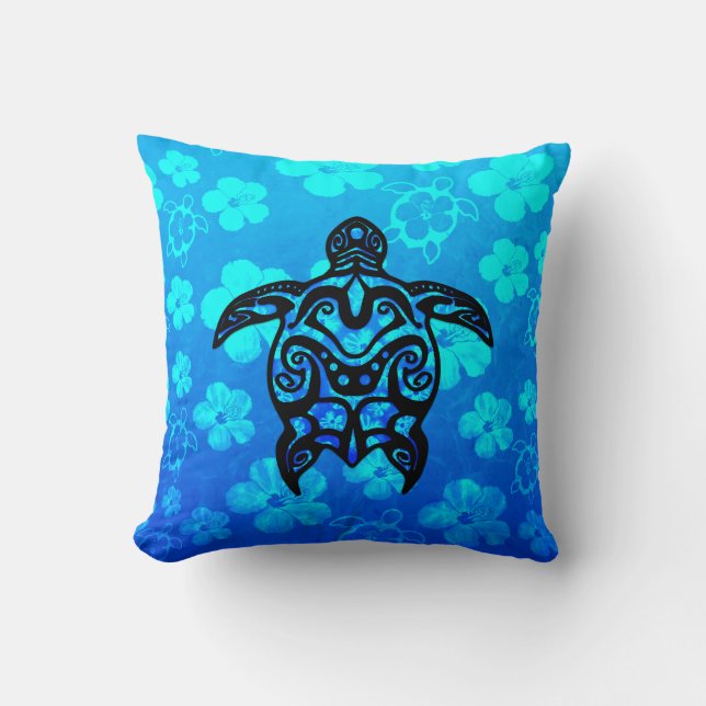 Coussin Ketmie tribale de tortue (Recto)