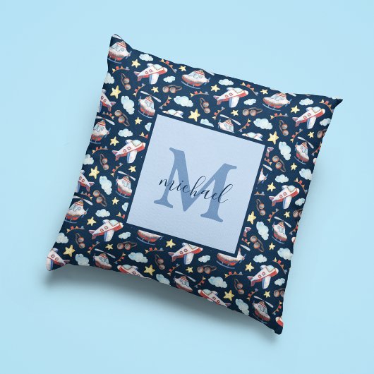Coussin Kids Monogramme Aviation 
