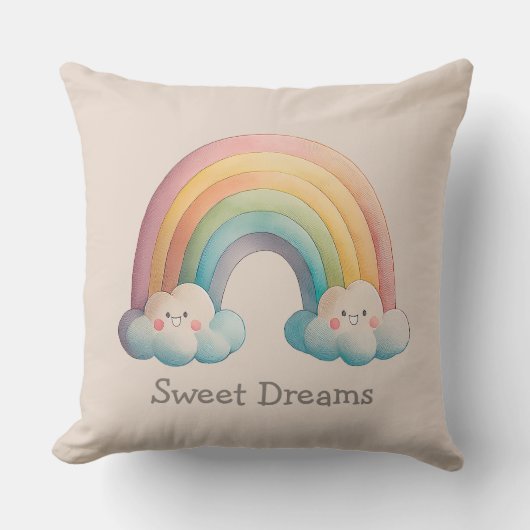 Coussin Kids Whimsical Pastel Rainbow in Clouds (Recto)