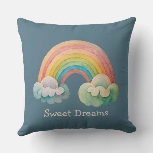 Coussin Kids Whimsical Pastel Rainbow in Clouds (Verso)