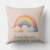 Coussin Kids Whimsical Pastel Rainbow in Clouds (Verso)