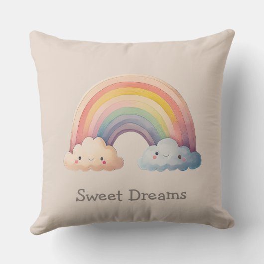 Coussin Kids Whimsical Pastel Rainbow in Clouds (Verso)