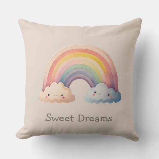 Coussin Kids Whimsical Pastel Rainbow in Clouds (Recto)