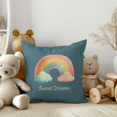Coussin Kids Whimsical Pastel Rainbow in Clouds