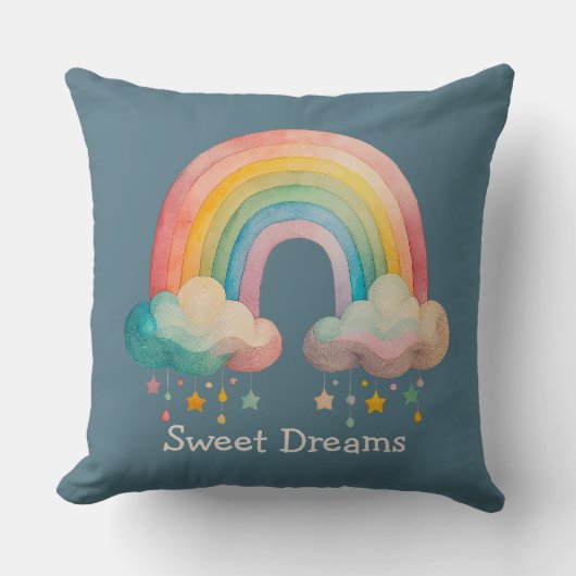 Coussin Kids Whimsical Pastel Rainbow in Clouds (Recto)