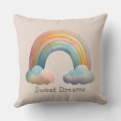 Coussin Kids Whimsical Pastel Rainbow in Clouds (Verso)