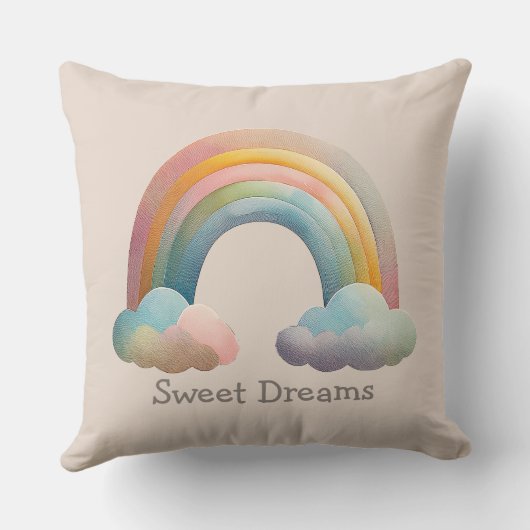 Coussin Kids Whimsical Pastel Rainbow in Clouds (Verso)