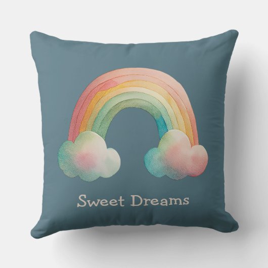 Coussin Kids Whimsical Pastel Rainbow in Clouds (Verso)
