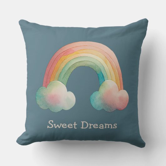 Coussin Kids Whimsical Pastel Rainbow in Clouds (Recto)