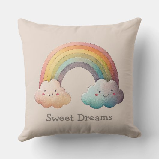 Coussin Kids Whimsical Pastel Rainbow in Clouds (Verso)