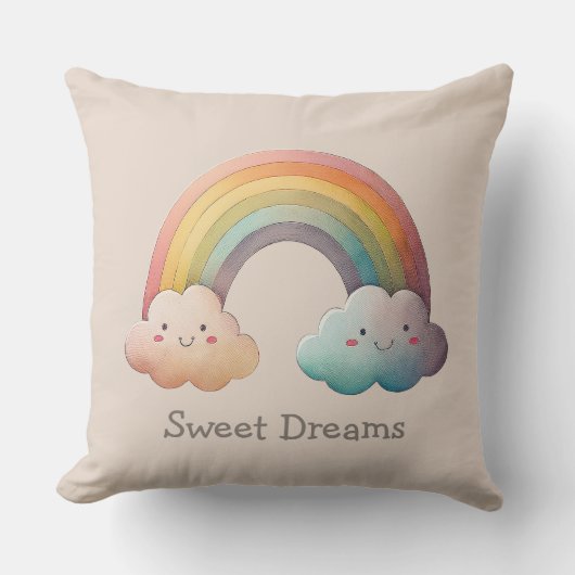 Coussin Kids Whimsical Pastel Rainbow in Clouds (Recto)