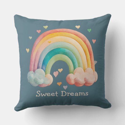 Coussin Kids Whimsical Pastel Rainbow in Clouds (Verso)