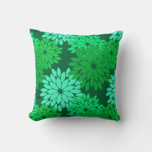 Coussin Kimono floral moderne Imprimer, Emerald et Jade Gr