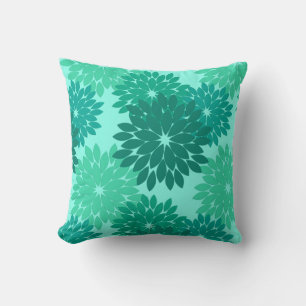 Coussin Kimono Floral moderne Imprimer, Turquoise, Turquoi