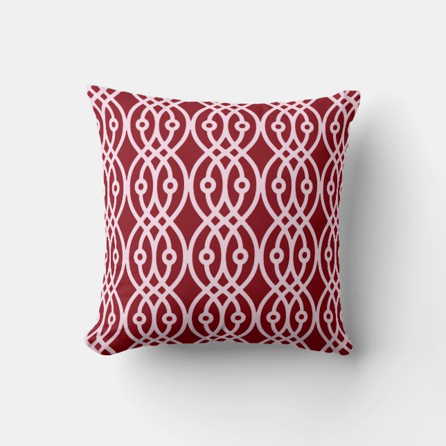 Coussin Kimono imprimé, bordeaux et rose (Recto)