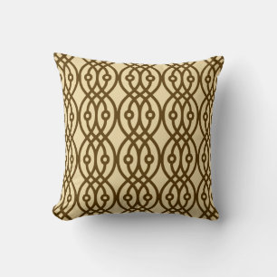 Coussin Kimono imprimé, chocolat brun et tan