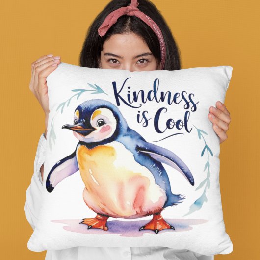 Coussin Kindness Est Cool Pingouin Jeu d'oreiller