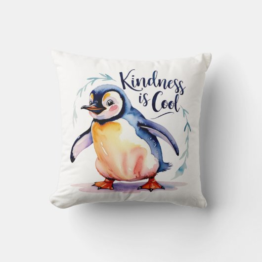 Coussin Kindness Est Cool Pingouin Jeu d'oreiller (Recto)