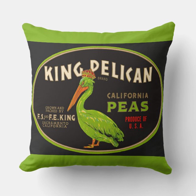 Coussin King Pelican California pois crate étiquette (Recto)