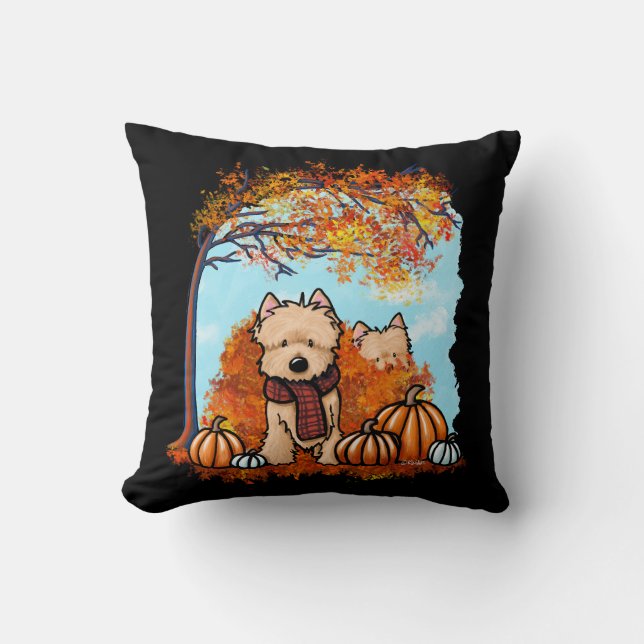 Coussin KiniArt Cairn Terriers automne (Recto)