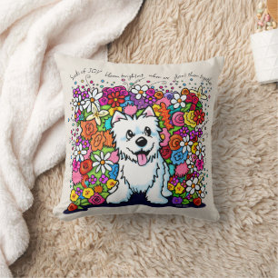 Coussin KiniArt Westie Jardin Joyeux