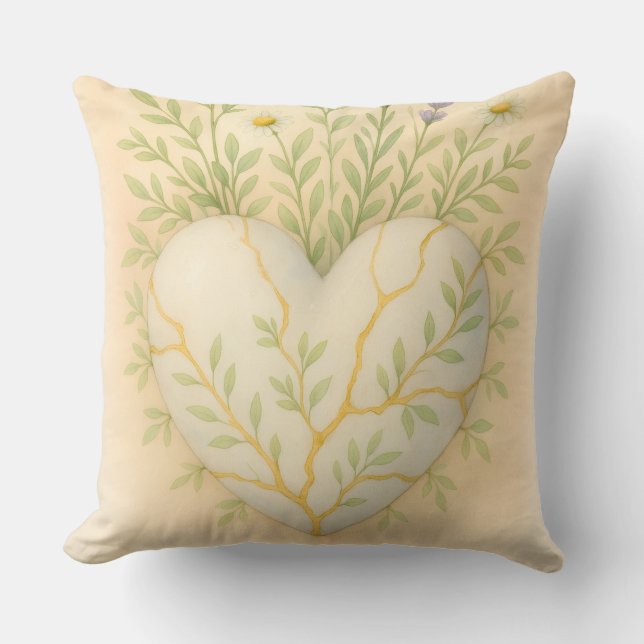 Coussin Kintsugi Wildflower Heart Watercolor (Recto)
